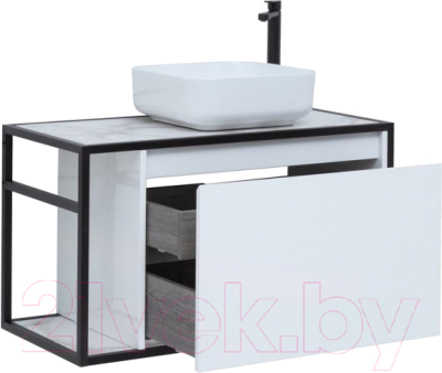 Тумба под умывальник Aquanet Nova Lite Loft 90 R / 261651 (белый глянец)