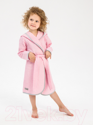 Халат детский Amarobaby Waffle с капюшоном / AB-OD22-WAF2502/06-110 (розовый, р. 110)