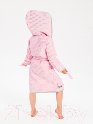 Халат детский Amarobaby Waffle с капюшоном / AB-OD22-WAF2502/06-110 (розовый, р. 110)