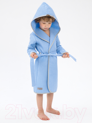 Халат детский Amarobaby Waffle с капюшоном / AB-OD22-WAF2502/19-98 (голубой, р. 98)