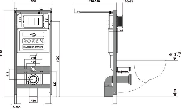Унитаз подвесной с инсталляцией Roxen StounFix Slim 576390