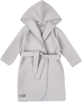 Халат детский Amarobaby Waffle с капюшоном / AB-OD22-WAF2502/11-110  (серый, р.110-116) - 