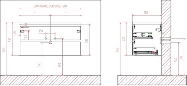 Тумба с умывальником BelBagno KRAFT-700-2C-SO-PP + BB700ETL