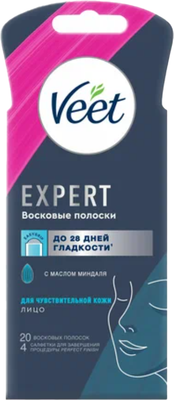 Восковые полоски Veet Expert для чувствительной кожи лица (20шт) - 