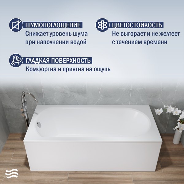 Ванна акриловая Lauter Haven 150 / 21202005 (с ножками, серым подголовником и белым лиц.экраном)