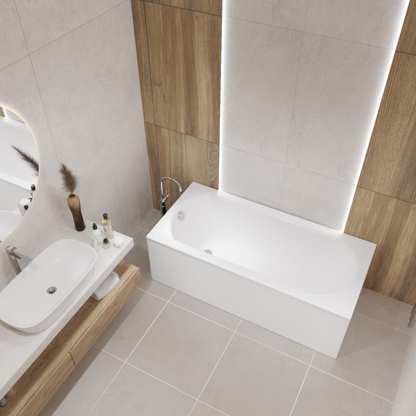 Ванна акриловая Lauter Haven 150 / 21202005 (с ножками, серым подголовником и белым лиц.экраном)